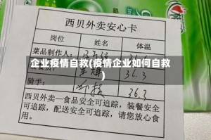 企业疫情自救(疫情企业如何自救)